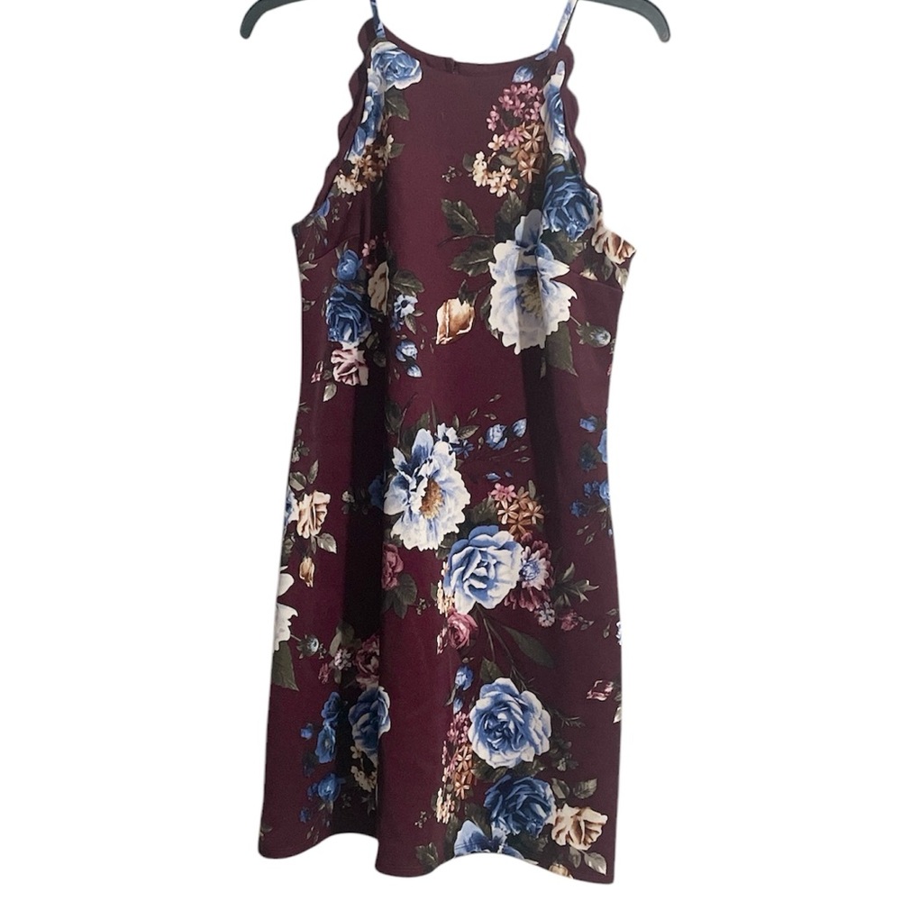 IZ Byer Floral Purple and Blue Dress